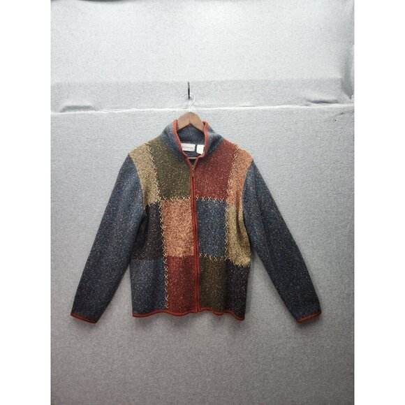 Alfred Dunner Womens Patchwork Knit Zip-Up Jacket M - Picture 1 of 3